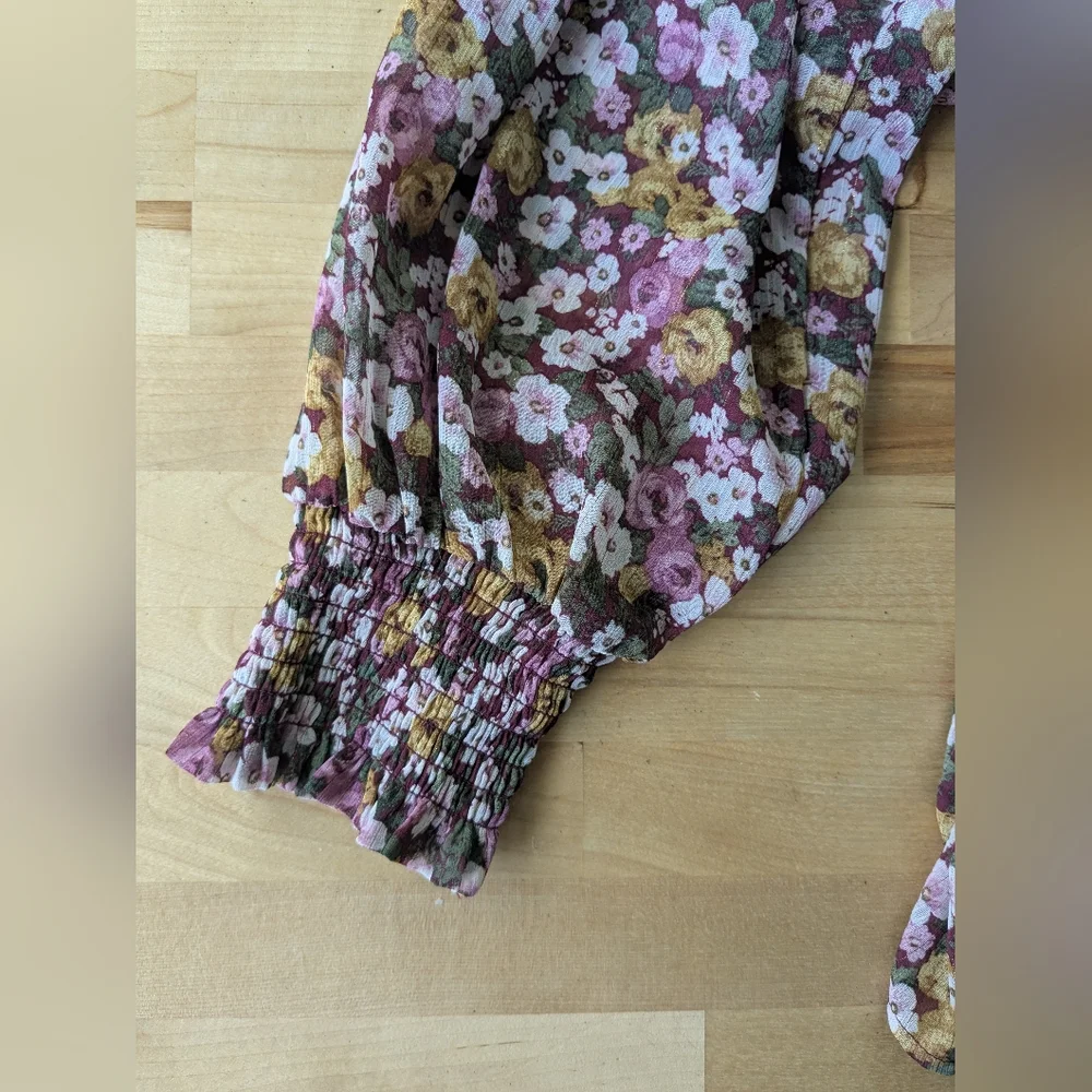 {Torrid} Crinkle Chiffon Smocked Blouson Sleeve Blouse - Picture 6 of 12